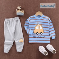 ชุดนอนเด็ก เสื้อแขนยาว+ขายาวเด็ก เสื้อผ้าเด็ก ผ้าcotton  size 73-100 CXT08