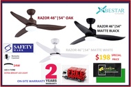 BESTAR Razor 46"/54" Inches /3-Colours OAK / MBK / MWH / DC Ceiling Fan with Remote / Tri-color  24W LED Light / 2 Years Warranty / FAST AND SAFE FREE DELIVERY