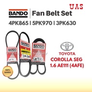 BANDO Fan Belt Set 4PK865 5PK970 3PK630 For TOYOTA Corolla SEG 1.6 AE111/ ae101