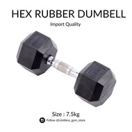 Hexagonal HEX DUMBELL 7.5KG 7.5 KG RUBBER DUMBEL RUBBER IMPORT