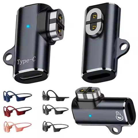 Magnetic Charger Bone Conduction Headphone Charging Adapter 90 Degree Bending Headset Type-C Connect