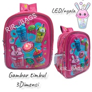 Tas ank boba/tas anak perempuan TK/Tas anak Boba TK LED/Tas anak karakter Boba/Tas anak murah/Tas an