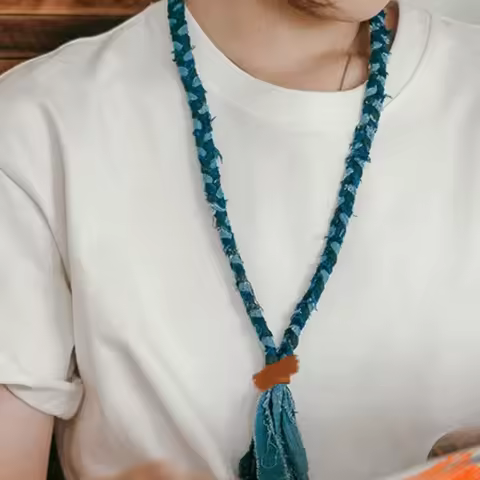 New Twisted Rope Calico Product Bohemian Colorful Handmade Necklace Beach Wind Pendant Couple Jewelr