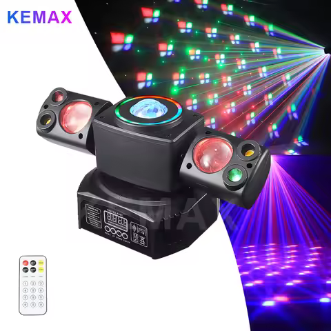60W Disco Party Light 2-Arm DJ Mobile Head Remote Control RGBW Stage Effect DMX512 Mini Beam Moving 