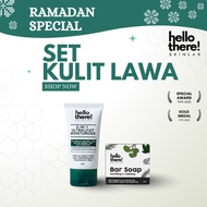 [SET KULIT LAWA] Hellothere Bar Soap 100g and Hellothere 3in1 Ultralight Moisturiser 50ml Acne/Sensi
