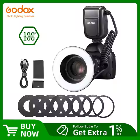 Godox MF-R76 RING76 5000K Macro LED Ring Light Speedlite Flash Light for Sony Canon Nikon Camera 5D 
