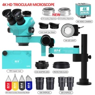 RF4 Trinocular Stereo Microscope Set 360 ° Rotation Articulating Arm Stands Phone Soldering PCB Repa