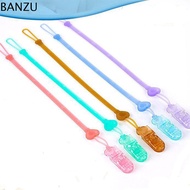 BANZU เกรดสำหรับอาหาร คลิปหนีบจุกนมปลอม BPA Free ซิลิโคนทำจากซิลิโคน การงอกของฟันสายรัดจุกนมหลอก น่า