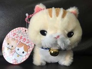 Amuse景品帶頸鈴杏色貓公仔一個 包郵