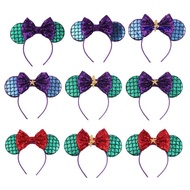 Amusement Park Mermaid Headband Sequin Bow Hair Accessories Mickey Amusement Park Cross-Border Child