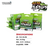 PE WEEBASS IGUANA X4 (Koanna Model) 4-Color Multi-Color Braided (100 Meters) Fishing Line Tough Soft