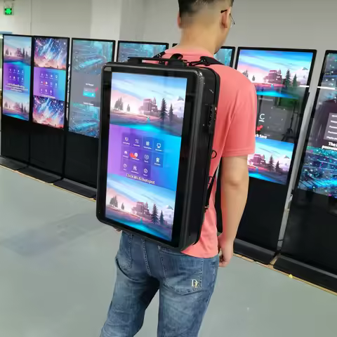 21.5 Inch Waterproof Portable Backpack Billboard High Brightness Outdoor Advertising LCD Display And