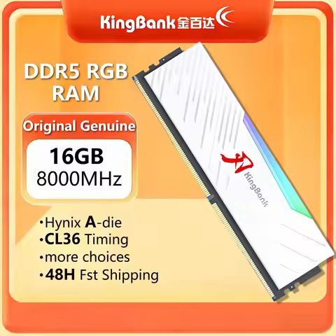 KingBank Origina DDR5 RGB RAM 16G 8000MHz Hynix Chip A-die CL36 High Performance for Desktop PC Memo