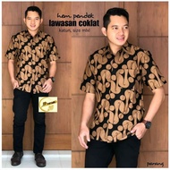 Hem Lawasan Coklat Batik Sogan Seragam Batik Baju Kerja Batik Atasan