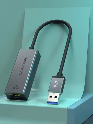 CABLETIME USB C LAN Adapter to Ethernet 1000Mbps Network for PC Dell Lenovo RJ45 Adapter USB C Netwo