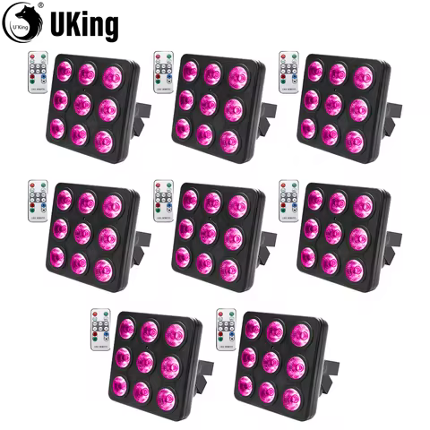 U'King 8Pcs 30W Square Par Lights 9X10W RGBW LEDs Stage Effect Lighting DMX512 Strobe Lights For DJ 