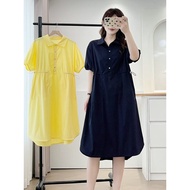 Plus Size Women's Short Sleeve Yellow Blue Dress Fashion Solid Color XL-4XL Midi Summer Dresses