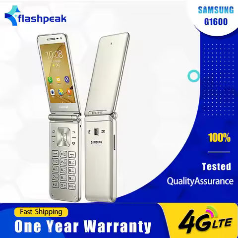 Original Samsung Galaxy Folder G1600(2016) 4G LTE CellPhone 3.8'' 2GB RAM 16GB ROM Dual SIM Android 