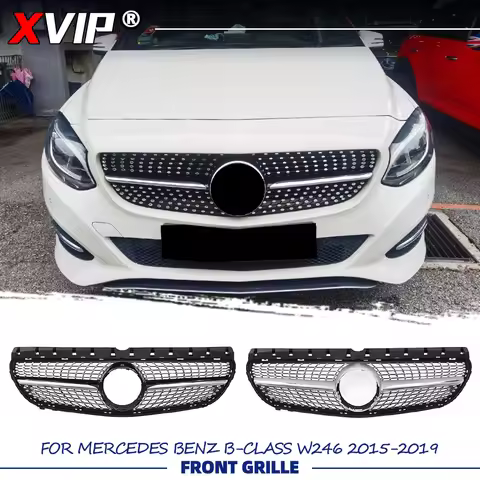XVIP Chrome Black Diamonds Racing Grille Silver Upper Grille Bumper Grill For Mercedes Benz B W246 2