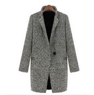 New Spring Autumn Women's Houndstooth Trench Coat Elegant Outerwear Coat for Women Turndown Collar Gray Trench Femme Winter