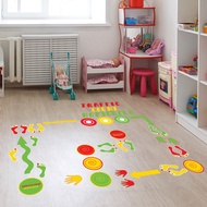 Footprint and Palm Lattice Floor Sticker, Footprint Decals, Colorful Feet Puzzle Hopscotch Game Star