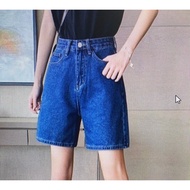 Quần short Ngố jean nữ ống suông rộng baggy quần shorts bò jean nữ cạp cao chất vãi không ra màu