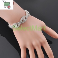 SM-Silver Plated Ladies Crystal Bracelet Infinity Rhinestone Bangle jewelry gift