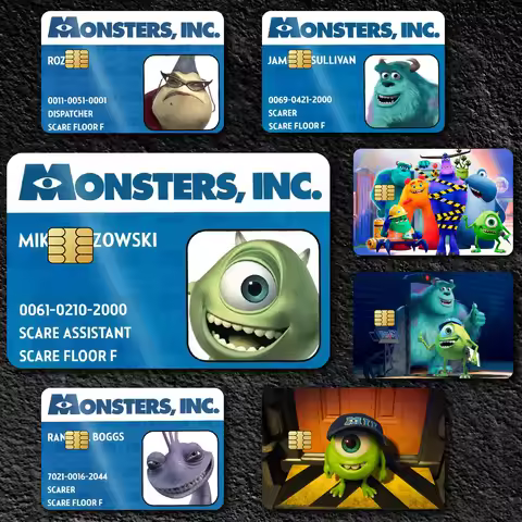 Cartoon M-Monsters Inc K Film Skin Cover Credit Card Stickers 4PCS Debit Front Decoration Bank Bus P