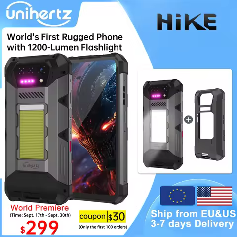 Unihertz 8849 Hike Smartphone Android 14 With 200 Meter Flashlight LED 23800mAh 24GB 512GB Dual Spea