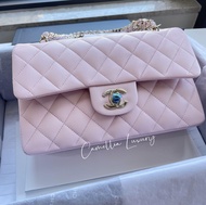 現貨 Chanel 22S light pink classic flap small size CF23 櫻花粉紅色 淺粉紅色 小號 23cm caviar Sakura pink