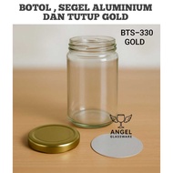 / 6 ( SIX ) 330ml NEW 330ML CYLINDER GLASS BOTTLE + CAP Cylinder Glass Bottle Jar bottle/ kaaca 330m