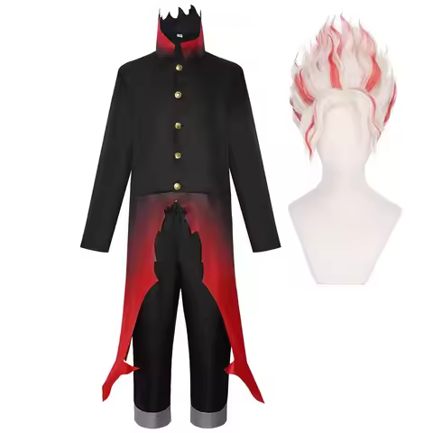 Men Halloween Carnival Ken Takakura Okarun Cosplay School Uniform Black Red Outfit or Wig