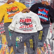 Baby shark Set Fake Jeans Shirt Printed baby shark Picture For Boys.