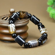 Men Women Style Twisted Silk Agate Barrel Beads Bracelet Barrel Beads Bracelet