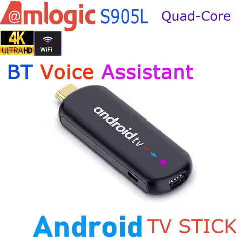 Android TV Stick Amlogic S905L Quad Core 4K WiFi BT Voice Assistant Remote Control Media Player Smar