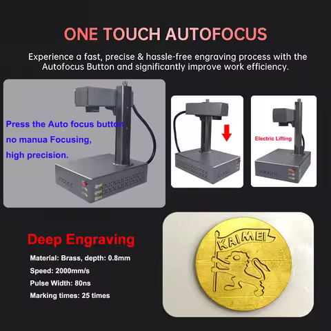 Autofocus 100W JPT Mopa Fiber Laser Marking Machine Laser Deep Engraving Fiber Laser Engraver for Al
