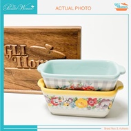 The Pioneer Woman Authentic Sweet Romance Blossoms 6-Inch Ceramic Mini Loaf Pan, Set of 2