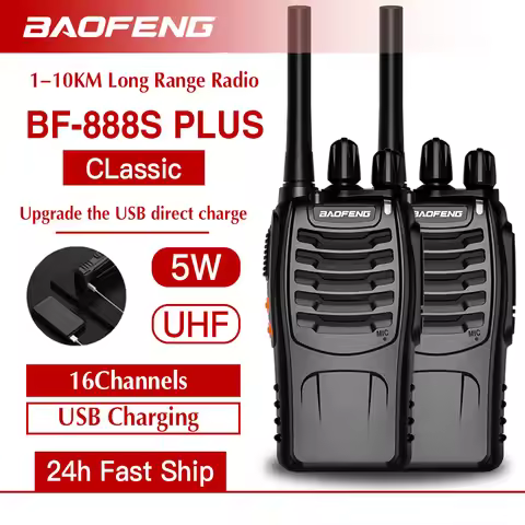 2PCS Baofeng BF-888S plus Original Handheld walkie-talkie 3-5km Long Range Standby Uhf 400-470Mhz po