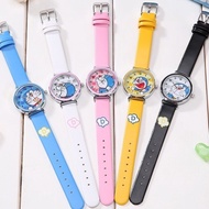 Pattern Doraemon Robot Cat Girls Watches for Kids Leather Strap Children Watch with Exquisite Gift