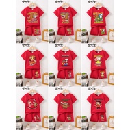 MERAH Children's Suit Augustan Anomali 17 August Red Ages 2-10 T-shirt Pants Boys Girls Cotton