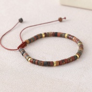 Amazon Imitation Emperor Turquoise Natural Stone Round Beads Hand-Adjustable Woven Pull-out Bracelet