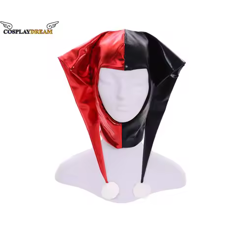 Movie Harley Cosplay Hat Quinn Red Black Hat Harley Cosplay Halloween Party Cosplay Accessories Prop