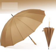 全城熱賣 - 16骨自動長桿傘文藝風直柄晴雨傘（咖啡色）