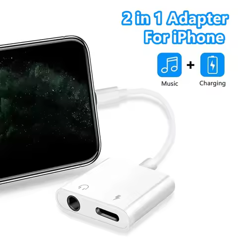 2 in 1 iOS to 3.5mm Jack Audio Charging Adapter For iPhone 11 12 13 14 Pro Max X XR XS Headphones Au