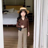 [Namsaii kids] E-011/2 2-Piece Set Girls' T-Shirt + Striped Flared Pants Korean Style