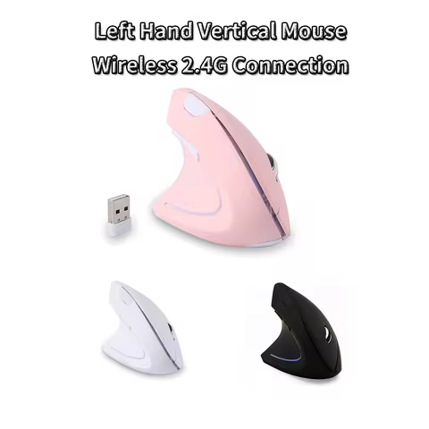 Wireless 2.4G Vertical Mouse For Left Hand Mause Side Keys DPI Button 1600DPI Office Use For Big Han