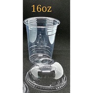 Coffee Latte Tea PET Cup Boba Bubble Milk Cup Disposable Beverage Take Away With Flat Dome Lid 16oz