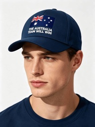 Australia Flag Baseball Cap THE AUSTRALIA TEAM WILL WIN Cheer Slogan Unisex Adjustable Sports Fan St