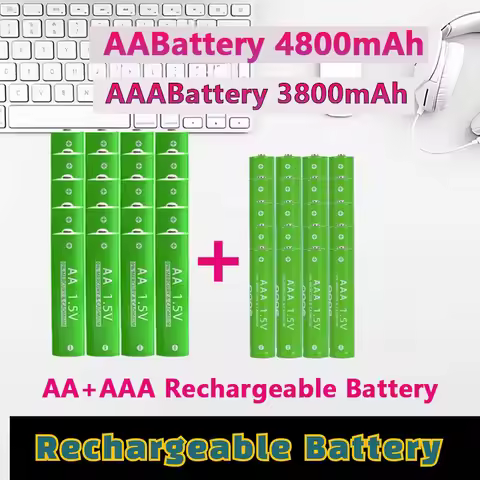 1.5V Rechargeable AA AAA 4.8-3.8Ah Battery For Torch Toys Clock MP3 Player Replace Ni-Mh Battery Del