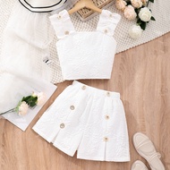 Girl Summer Set Children Clothes Vest + Shorts 2Pcs Big KIds Outfit Beach Casual Teen Girl Suit Fash